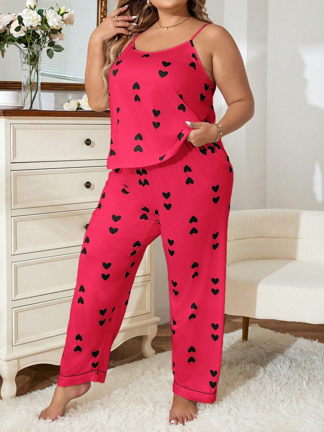 Pijama Plus Size Longo Coração