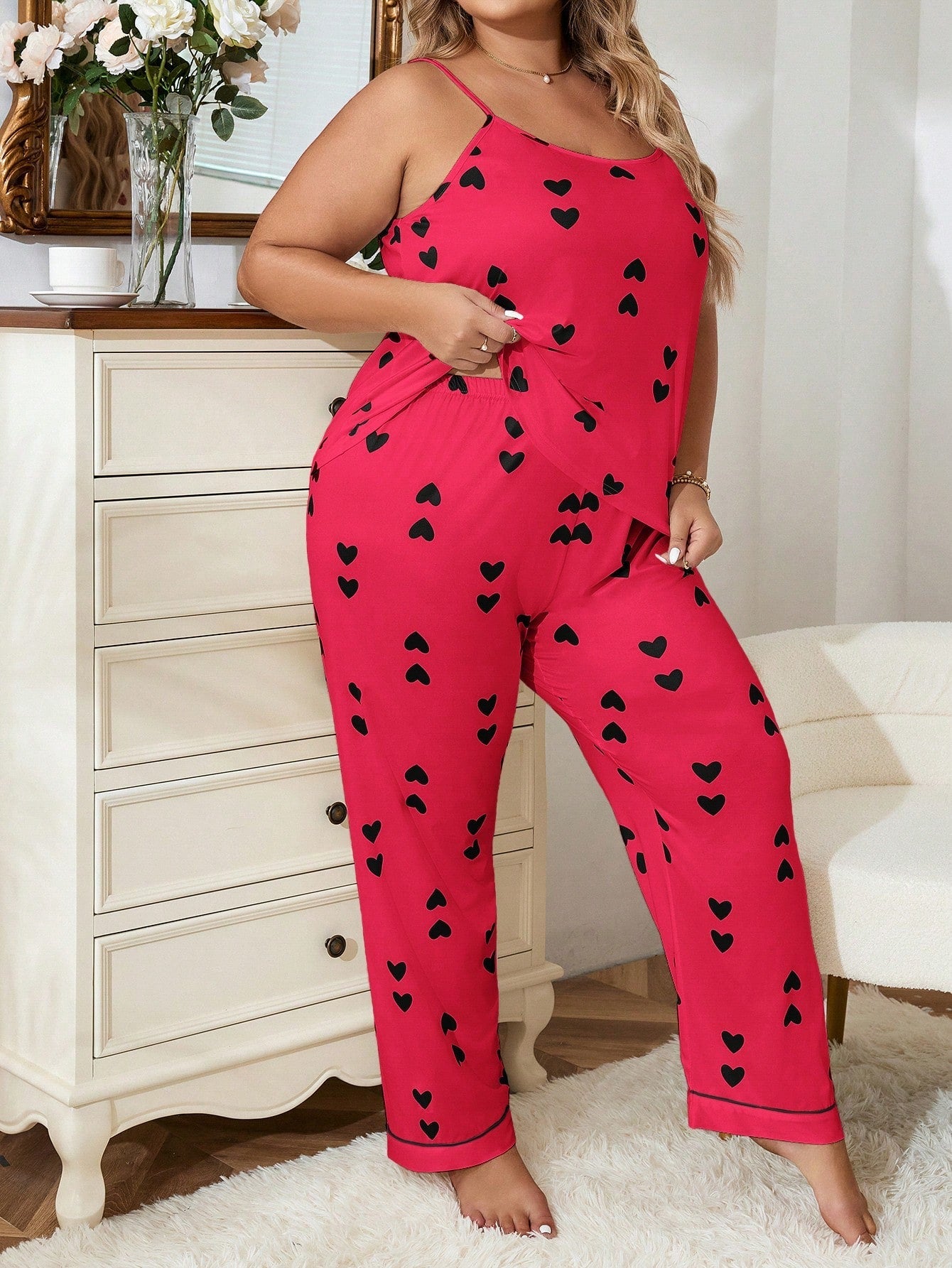 Pijama Plus Size Longo Coração