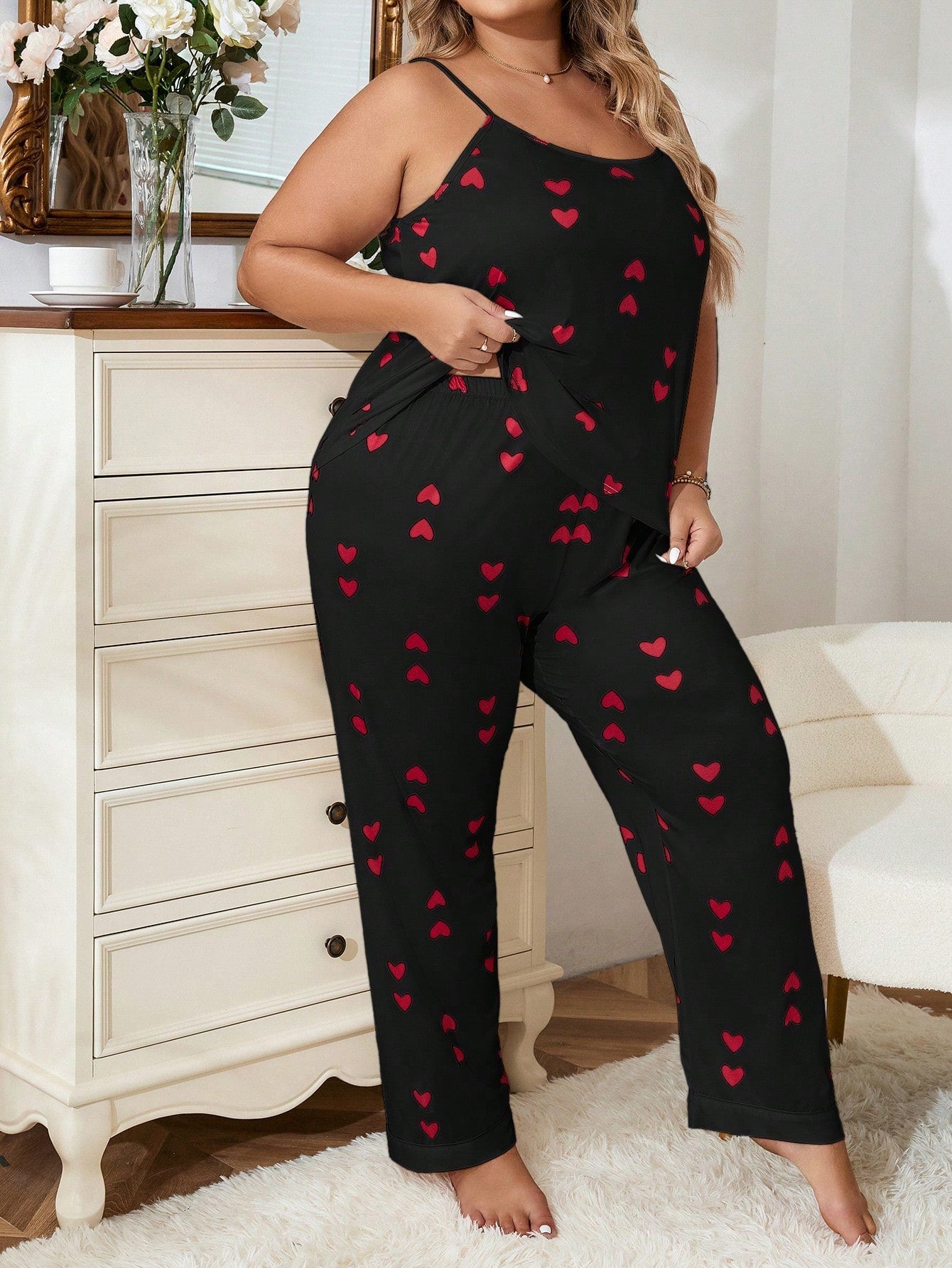 Pijama Plus Size Longo Coração