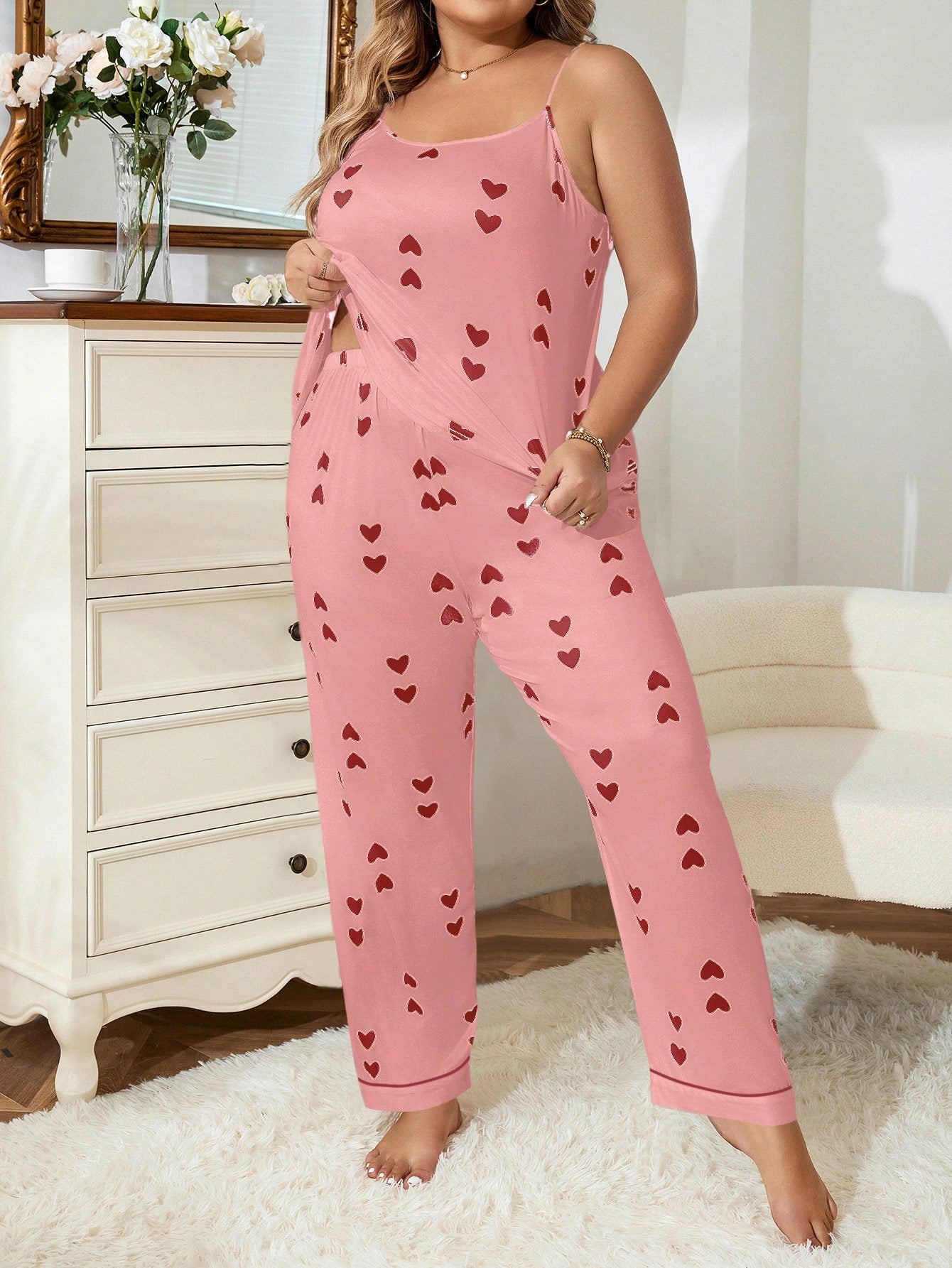 Pijama Plus Size Longo Coração