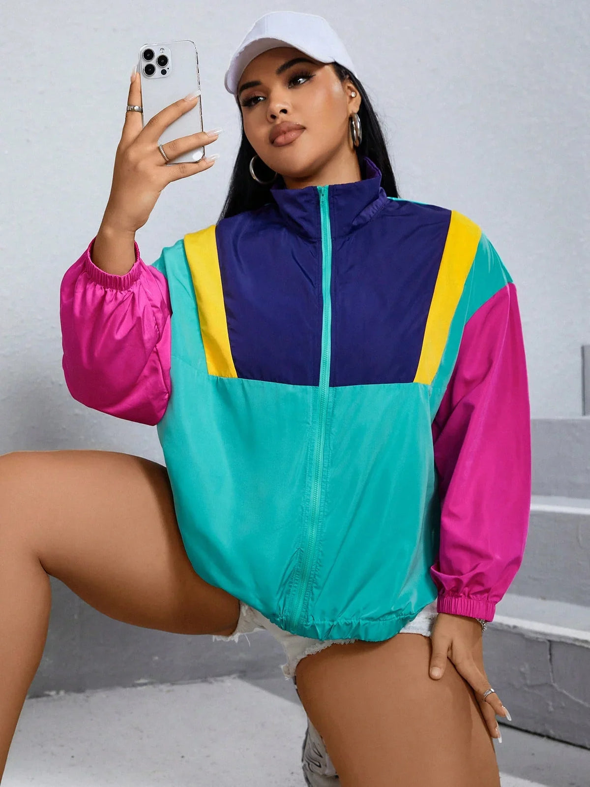 Corta-Vento Plus Size Zip Up