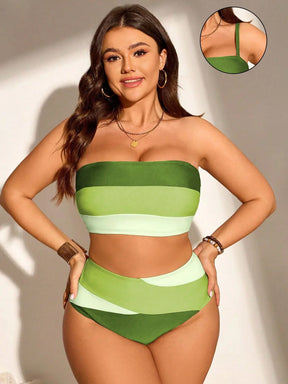 Biquíni Casual Plus Size Listrado