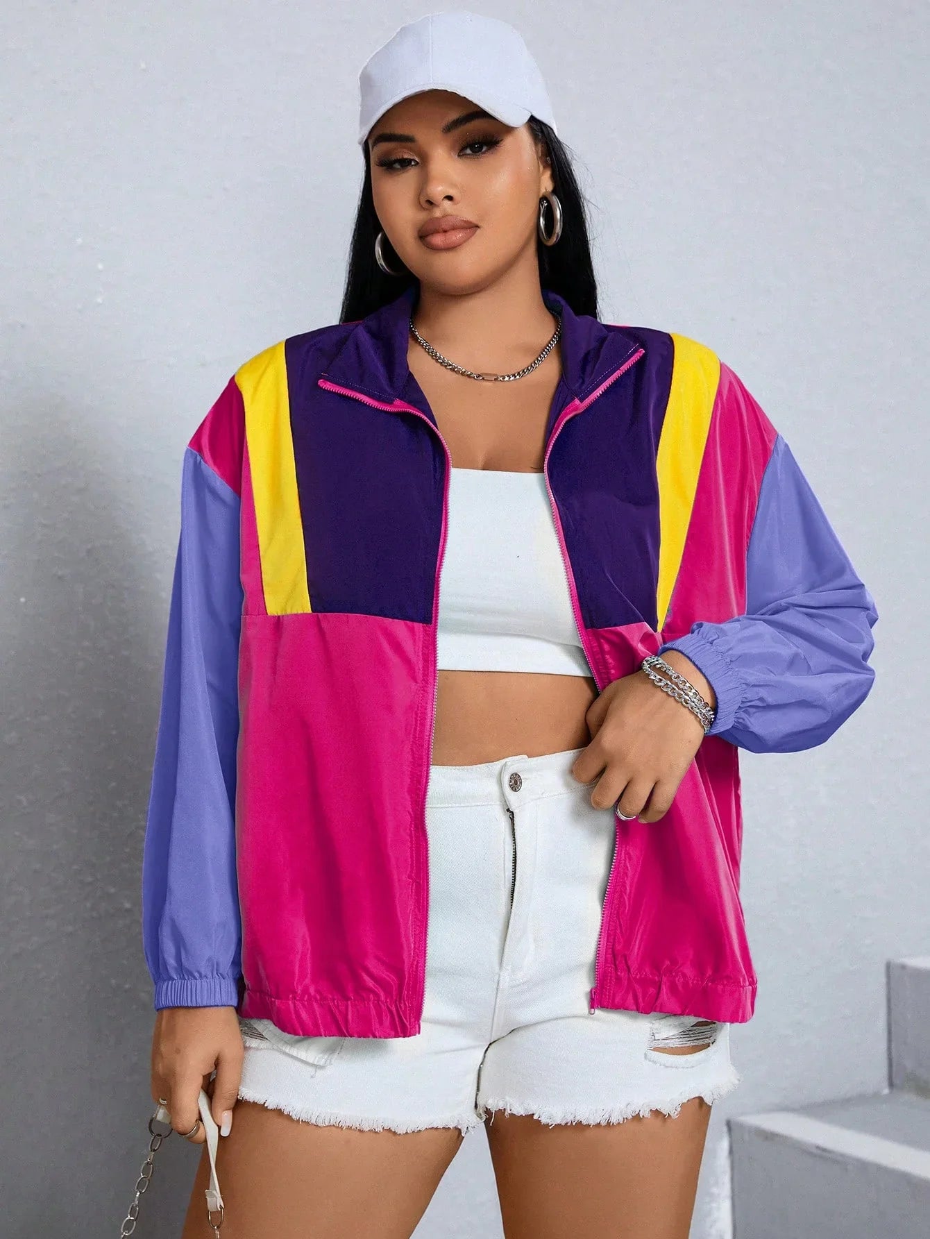 Corta-Vento Plus Size Zip Up