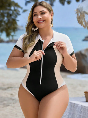 Maiô Mangas Curtas Plus Size