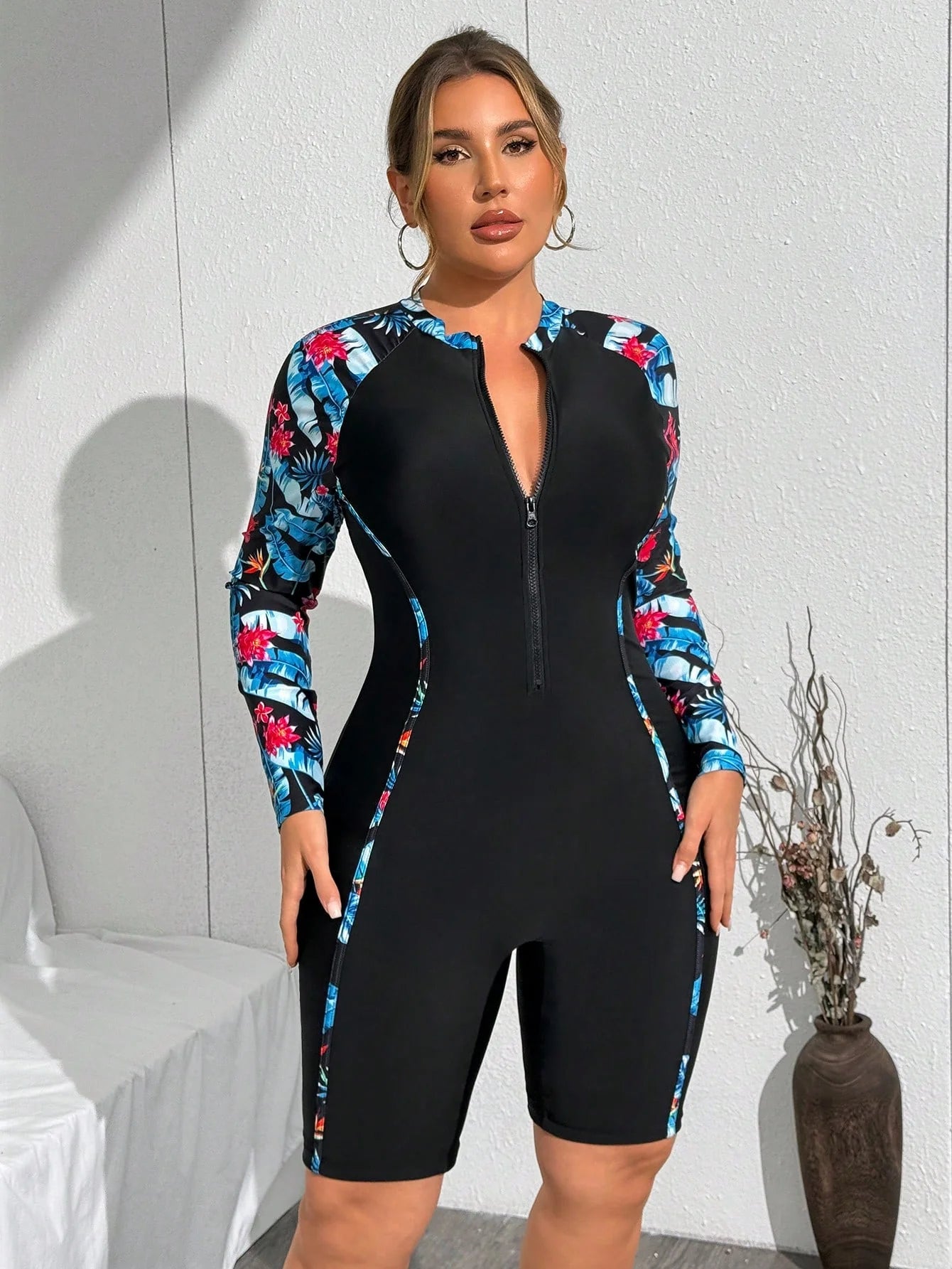 Maiô Hidroginástica Plus Size tropical