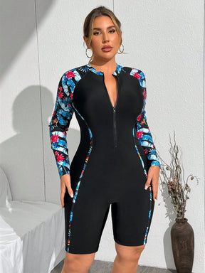 Maiô Hidroginástica Plus Size tropical