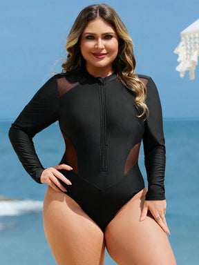 Maiô Manga Longa com Zíper Plus Size