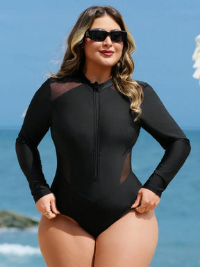 Maiô Manga Longa com Zíper Plus Size