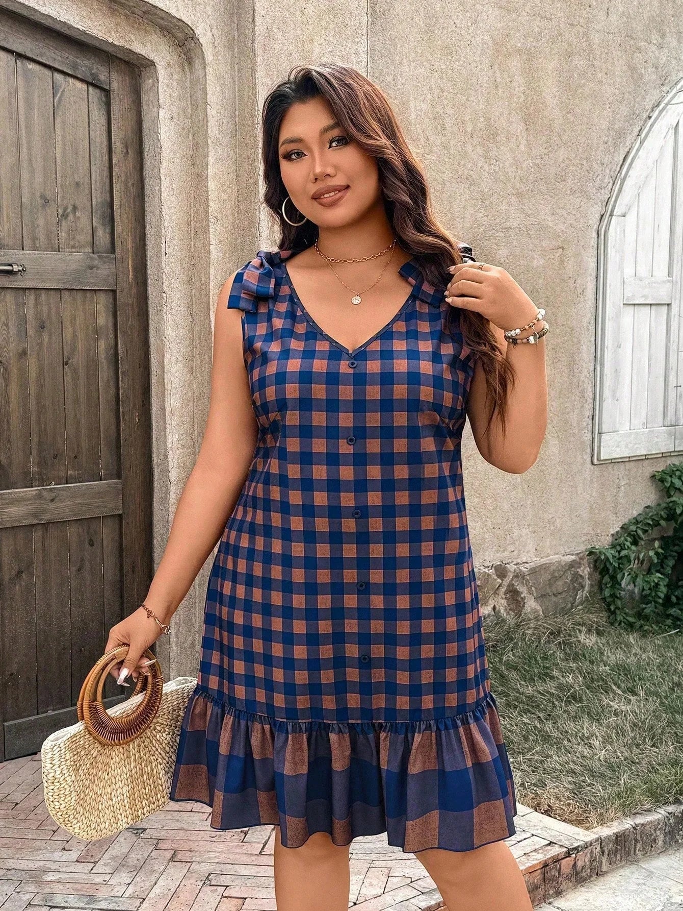 Vestido Xadrez Plus Size Kennedy