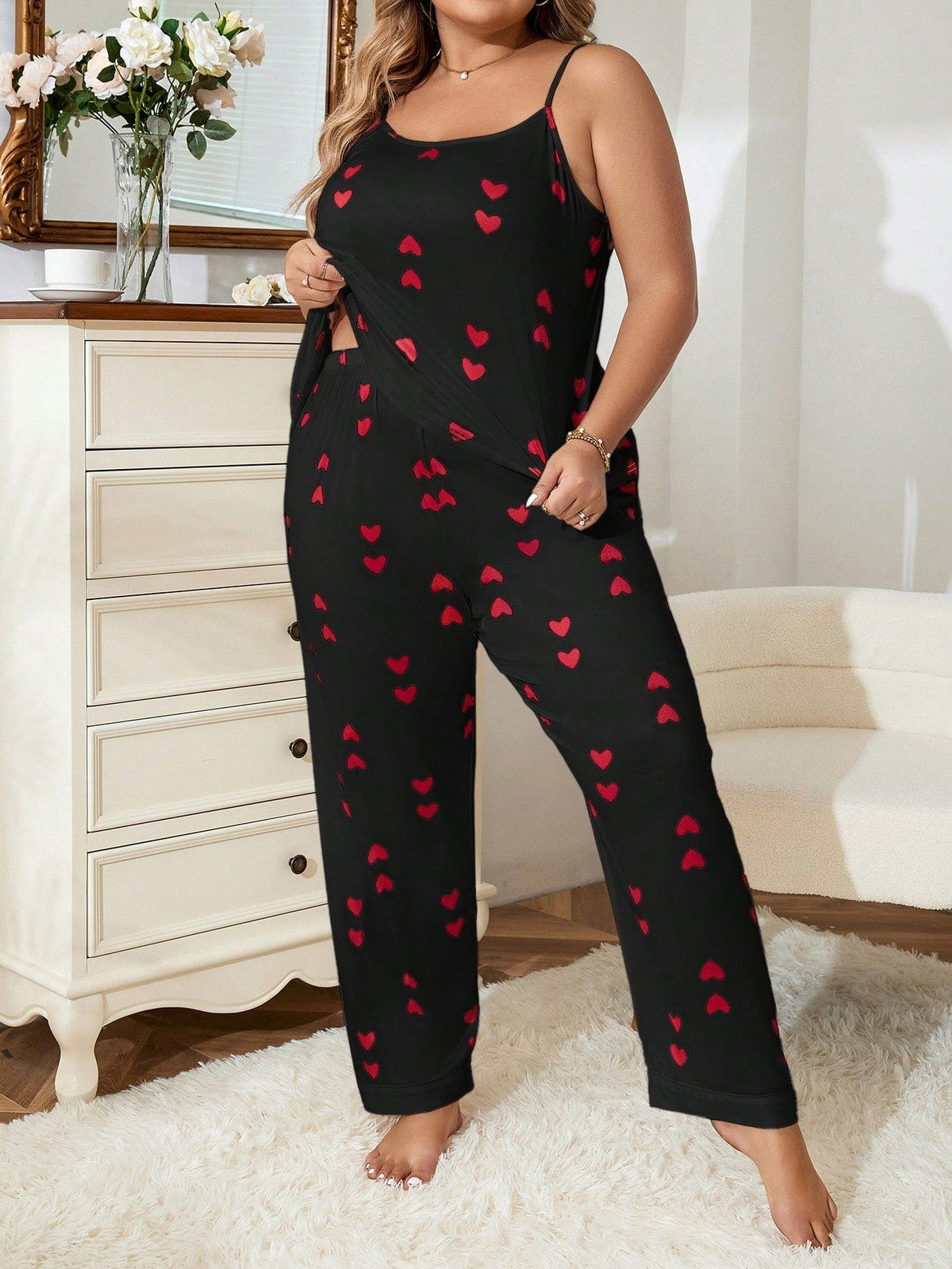 Pijama Plus Size Longo Coração