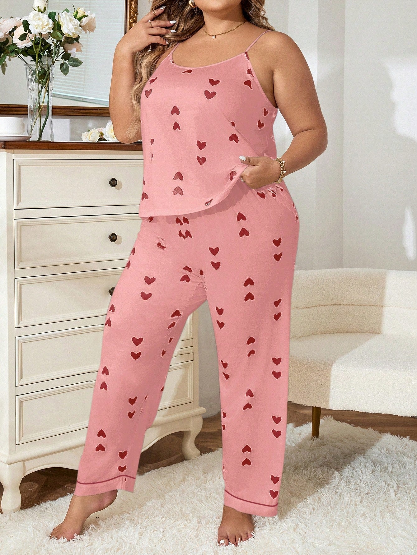 Pijama Plus Size Longo Coração