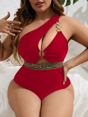 Maiô Plus Size com Recorte Assimétrico
