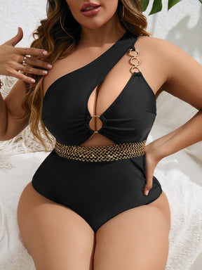 Maiô Plus Size com Recorte Assimétrico